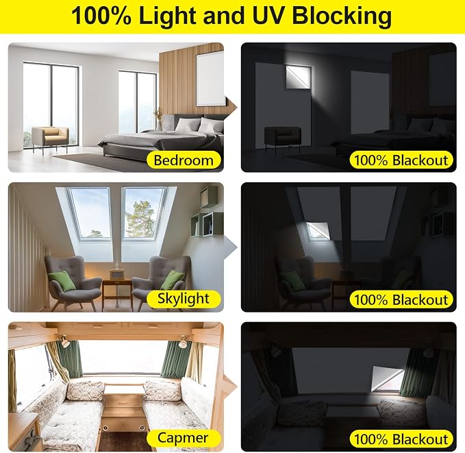 FADOTY 100% Blackout Curtains 2 Pack, No Drill, Sun Heat Light Blocker - Image 6
