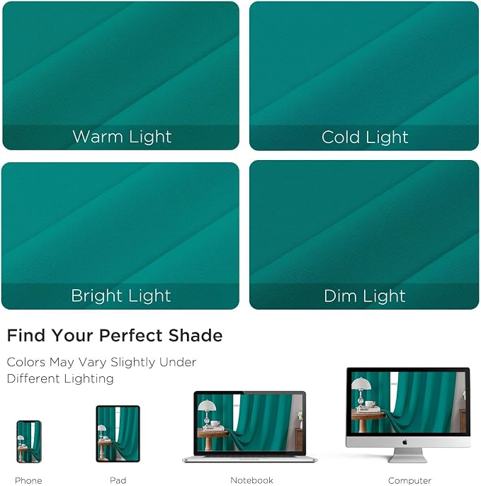 CUCRAF Turquoise Blackout Curtains 84 inch Length 2 Panels Set, Rod Pocket Room - Image 4