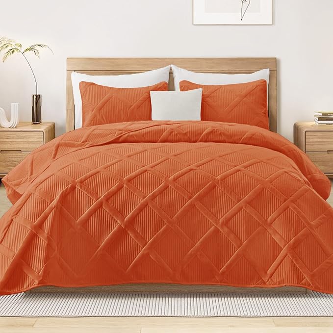 Exclusivo Mezcla Quilts Queen Size, Burnt Orange | Soft Bedspreads by ExclusivoMezcla