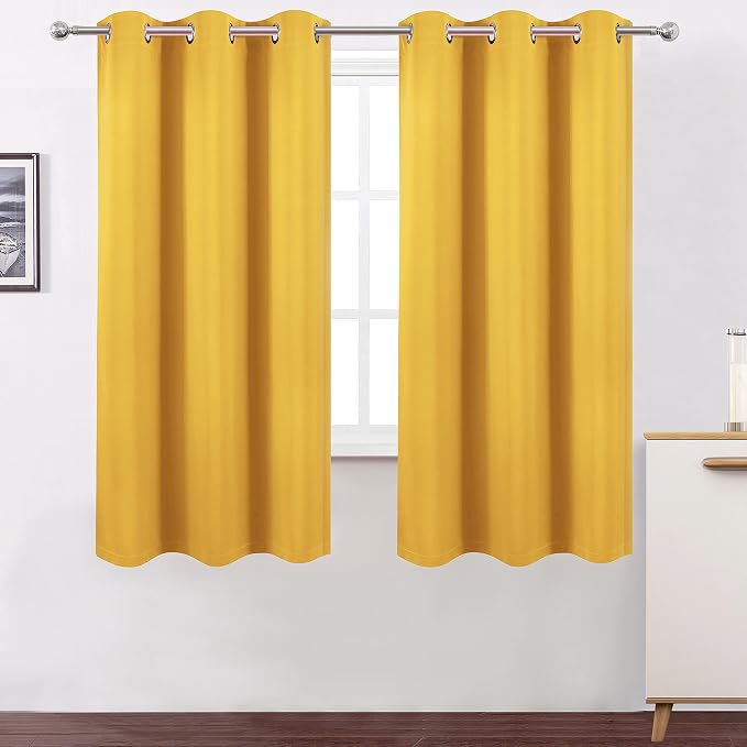 100% Blackout Curtains 40 x 63 Inch/Yellow Curtains 2 Panels - Image 2