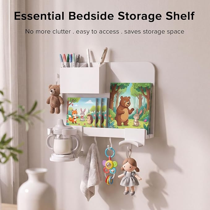 Versatile Bedside Wall Organizer, Floating Bedside Shelves | Ideal - Image 6