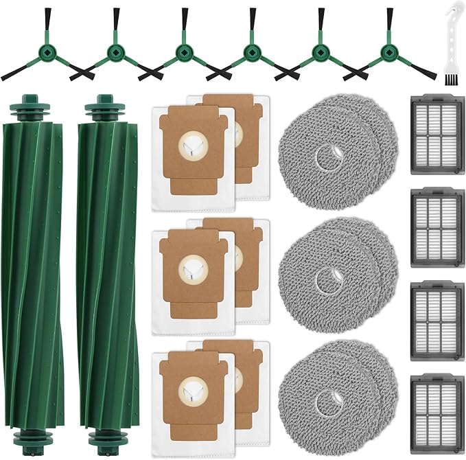 Zornaveli 25 Pcs Accessories Kit for iRobot Roomba Plus 405 Combo/505 Combo Robot Vacuum Cleaner: 2 Main Brushes, 6 Dust Bags, 6 Mop Pads, 4 Filters, Side Brushes and 1 Cleaning Tool