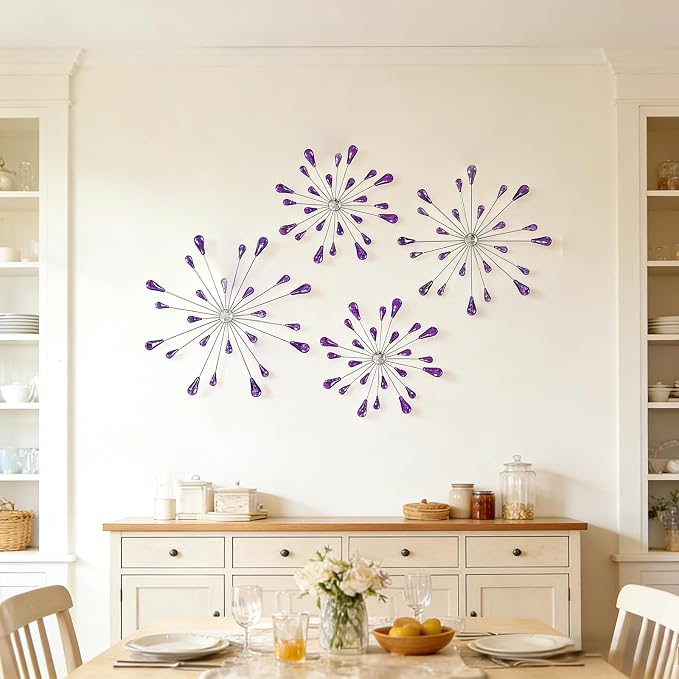 ZEXUIRU 4 Set Silver Starburst Wall Art - Image 2