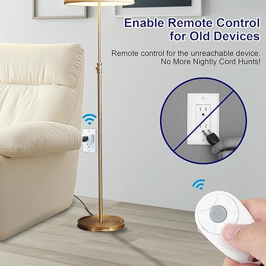 Greencycle Remote Control Outlet,Wireless Light Switch and 3 Outlet Plugs,Remote Outlets Switch,No Wiring Needed,500ft Range Coverage,15A/1500W for Lamps,Fans,TV,FCC Certified, White