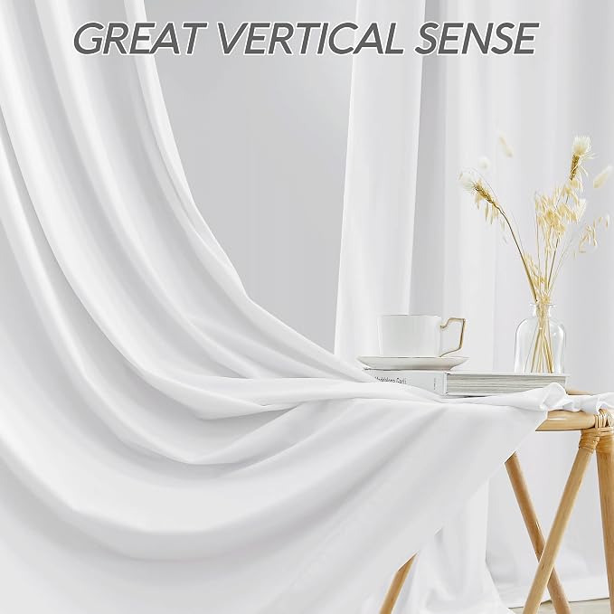 RYB HOME White Velvet Curtains 108 inch, 2 Layers Room Darkening Window Curtains - Image 5
