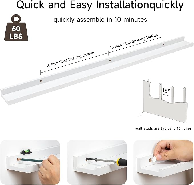 Fun Memories Picture Ledge Shelf, 40 Inch Floating Shelves Set of 2, Large - Image 4