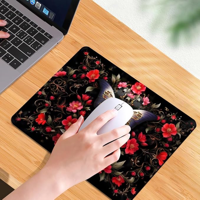 Black Butterfly Square Mouse pad, Texture, Waterproof, Anti Slip Rubber Base, Computer Mouse pad, Laptop Mouse pad