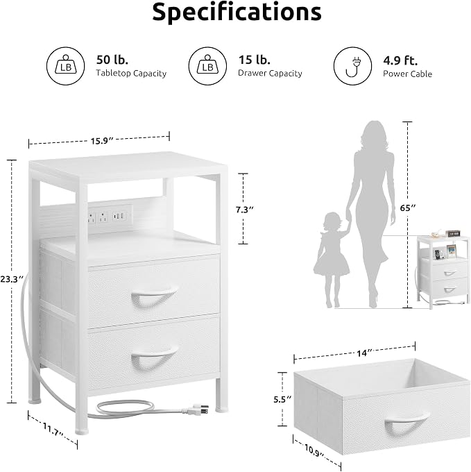 Lazzanto Night Stand with Charger Station - Image 2