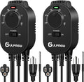 2 Pcs Plug in Thermostat for Heater, Thermostat Plug Outlet with 4.9FT Power Cord, Heating and Cooling Thermostats Outlet with Temperature Probe for Space Heater, Greenhouse Fan (Black)