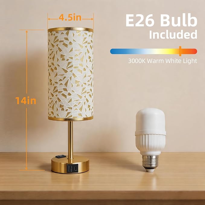 Table Lamp for Nightstand, High-Sensitivity Touch, 3-Level Dimmable Bedside Lamp - Image 7