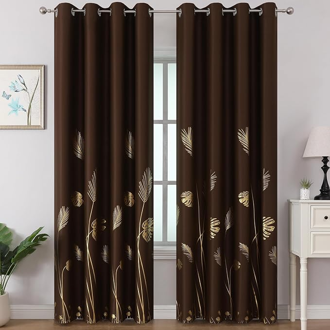 Brown Blackout Curtains for Living Room 108 Inches Long, Room Darkening Energy by ESTELARTEXTILER