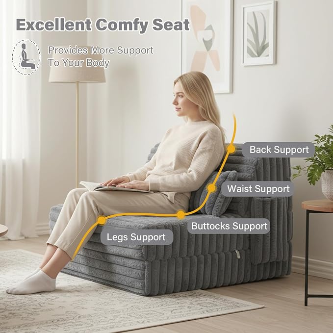Folding Sofa Bed Convertible Sleeper Chair Mattress - Image 2