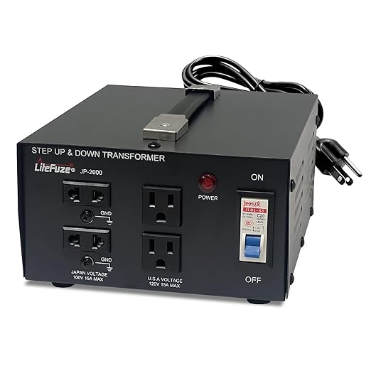 LiteFuze 2000 Watt Japan Voltage Converter Transformer Step Up/Down - 100v to 120v / 120v to 100v Japanese Power Converter - Fully Grounded Cord CE Certified