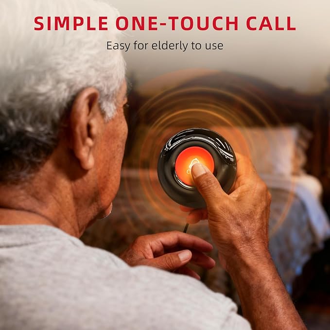 CallToU Caregiver Call Button Wireless Call Bell Alert Button for Seniors/Patients Call Light System for Elderly Home 2 Plugin Receiver 4 Waterproof Transmitter