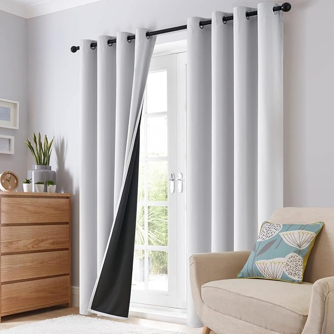 SimpleHome White 100% Blackout Curtains Room Darkening Living Room 96 Inch | - Image 8