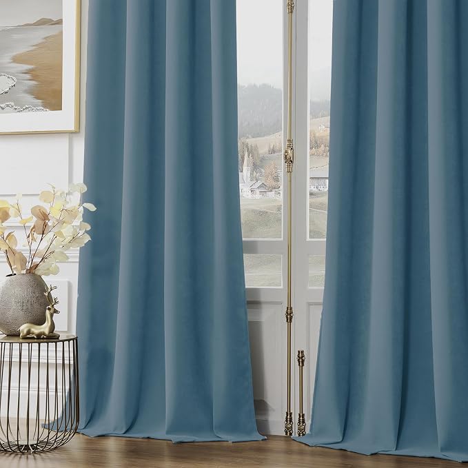 Joydeco Velvet Blackout Curtains Black Out Curtain 108 Inch Drapes | - Image 3