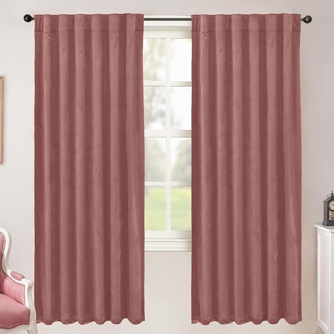 BGment Dusty Rose Pink Velvet Curtains 72 Inch Length by BGment