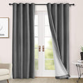 Macochico 100% Blackout Curtains Thermal Insulated Noise Reducing Chenille Curtains for Hotel Auditorium Bedroom Living Room Grommet Dark Grey Curtains with Tieback Classic 52" Wx84 L 1 Panel