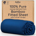 Bambaw 100% Viscose Derived from Bamboo Fitted Sheet Twin Size, Cooling Fitted Sheet Twin Size, 15’’ Deep Twin Size Fitted Sheets Only, Navy Blue Fitted Sheet Only, Soft Fitted Sheet (Navy Blue)