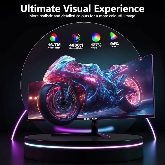 ZER-LON 49" Curved Gaming Monitor 165Hz 1500R 32:9 Daul QHD 5120 x 1440 Ultrawide Computer Monitor, 127% sRGB, 4000:1, FreeSync, HDR, DisplayPort, HDMI, Supports Wall Mounted Installation