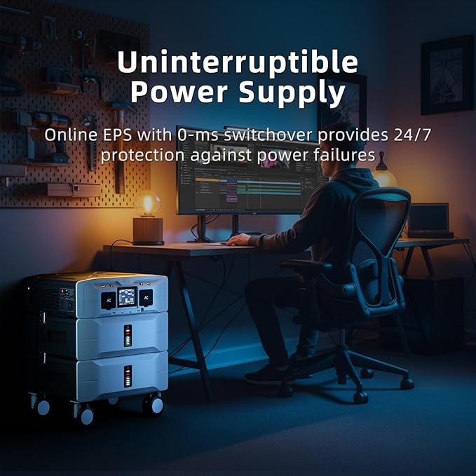 IEE SP5000 Portable Power Station & Solar Generator with 2×500W Panels Included,5000W (Peak 9000W) 5120Wh EV-Grade LFP Batteries,120/240V Dual Voltage,3500W 1.6H Fast Charge,APP&EPS for Home Backup.