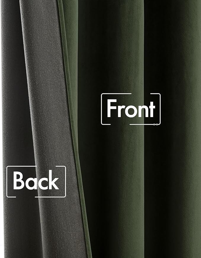MIULEE Olive Velvet Pinch Pleat Blackout Curtains W52 X L84 Inches | 2 Panels - Image 6