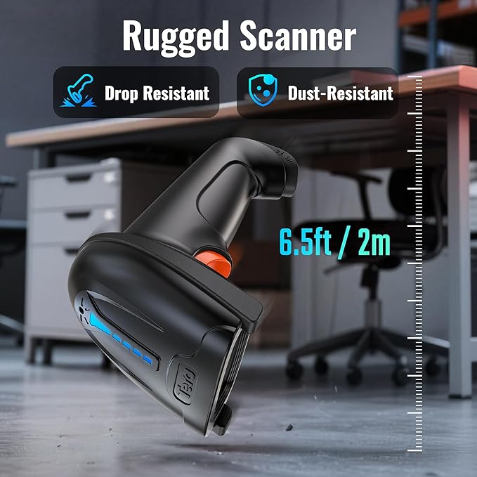 Tera 1D 2D QR Barcode Scanner Wireless and Wired with Battery Level Indicator Digital Printed Bar Code Reader Cordless Handheld Barcode Scanner Compact Plug and Play Model D5100