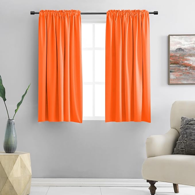 Vibrant Orange Autumn Curtains 48 Inch Length by DONREN