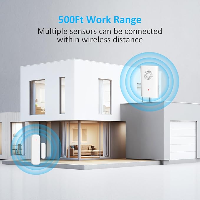Door Chime, Wireless Door Open Sensor Alarm When Entry Business/Office/Store (500ft Range 51 Ringer Adjustable Volume) Home Alert Bell for Kid/Toddler Safety, 1 Receiver+3 Sensors