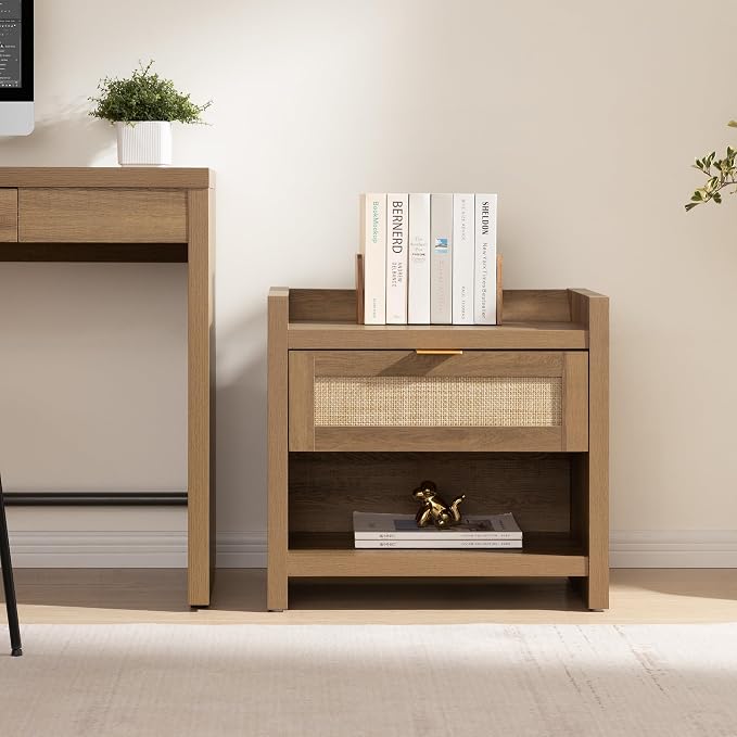 SICOTAS Rattan Night Stand Bedside Table - Image 6