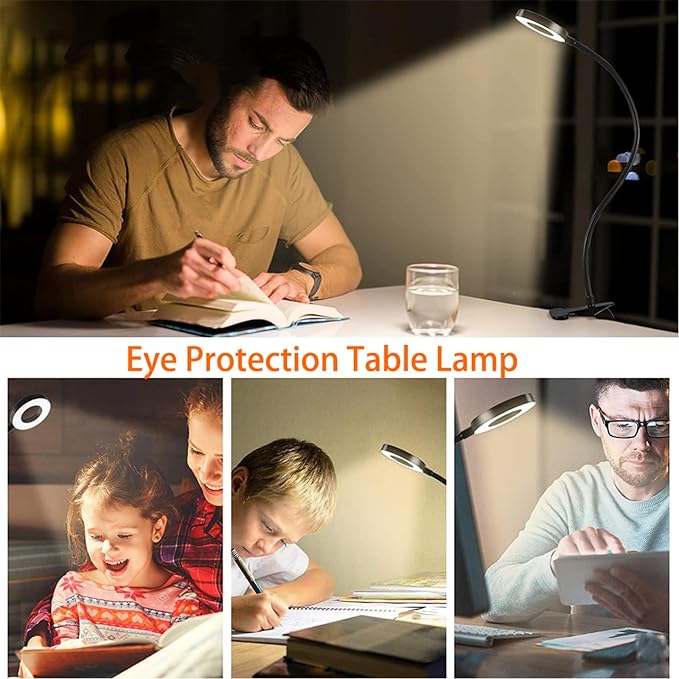 Brokimis Clip on Light LED Reading Book Study Eye Protection Desk Lamp | 3 - Image 6