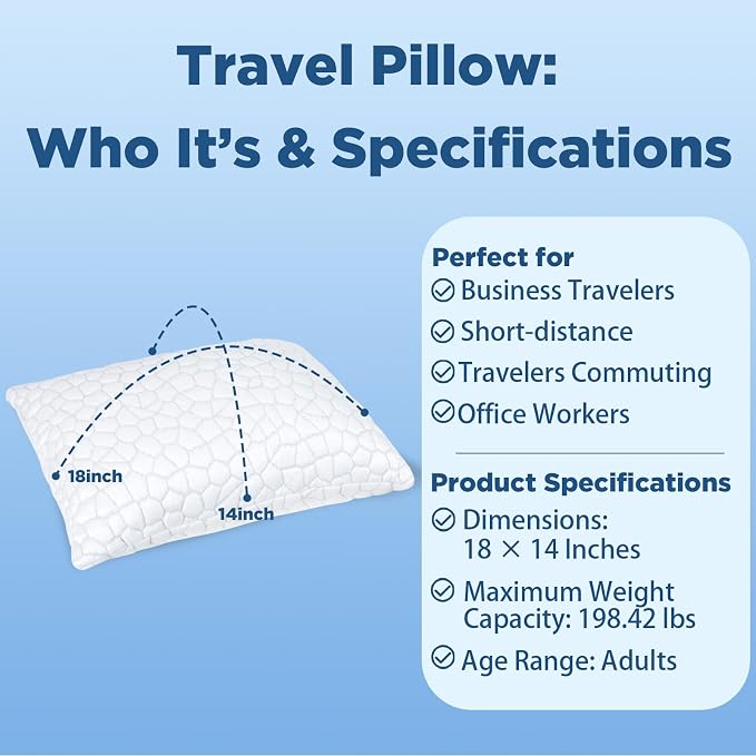 Cooling Pillow Camping Size 1 Pack, Adjustable Bed Pillows - Image 8