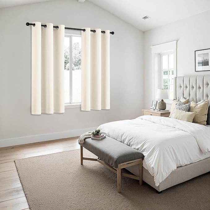 MIULEE Blackout Curtains for Bedroom 2 Panels 40 x 54 Inch Long Beige White | - Image 6