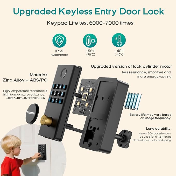 Keyless Entry Door Lock Deadbolt,Upgraded Electronic Deadbolt Smart Lock with Tuya App Control & 4 Keys,High Security Smart Lock,Digital Keypad Door Locks,One-time Code, Auto-Locking,Easy to Install