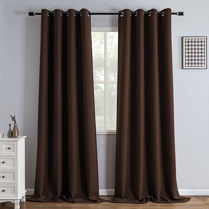 IGEMAEVE Blackout Curtains for Bedroom Rod Pocket Chocolate 52" W x 96" L | by IGEMAEVE