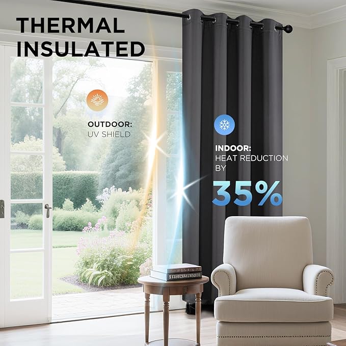 Joydeco Blackout Curtains 90 Inch Length 2 Panels Set, Thermal Insulated Long - Image 4