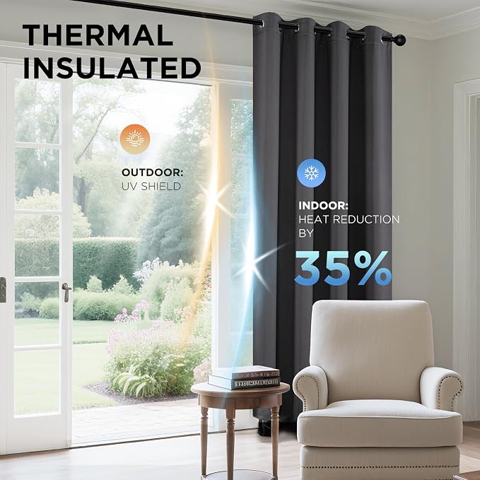 Joydeco Blackout Curtains 90 Inches Long 1 Panel, Thermal Insulated Long - Image 4