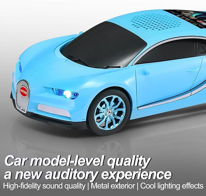 WSTER Luxury Sports Car Model Bluetooth Speaker with HD Sound, TWS Stereo Pairing, Display Screen, Built-in Microphone, Unique Bluetooth Car Speaker for Home, Party, Outdoor & Beach (Blue)