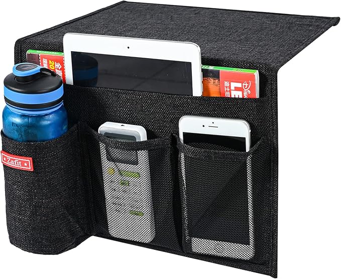 Zafit Linen 4 Pockets Bedside Caddy, Bedside Storage Organizer - Image 2