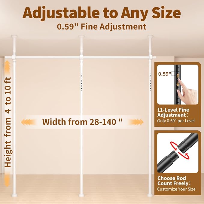 Room Divider for Room Separation, 4-10ft 28-140inch Adjustable Temporary - Image 2