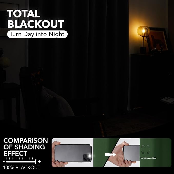 Deconovo 100% Blackout Curtains, Thermal Insulated Window Drapes, Noise - Image 4