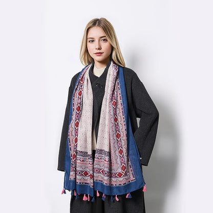 Scarf for Women Lightweight Soft Floral Leopard Printed Scarves Fall Winter Fashion Shawl Wrap with Fringe