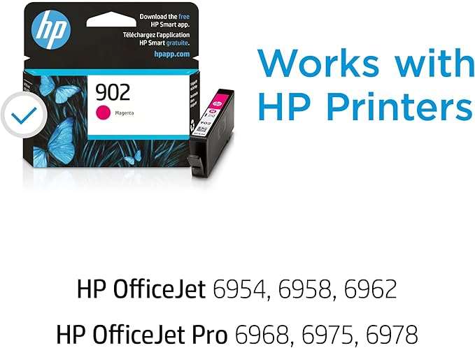 HP 902 Magenta Ink Cartridge | Works OfficeJet 6950, 6960 Series, OfficeJet Pro 6960, 6970 Series | Eligible for Instant Ink | T6L90AN