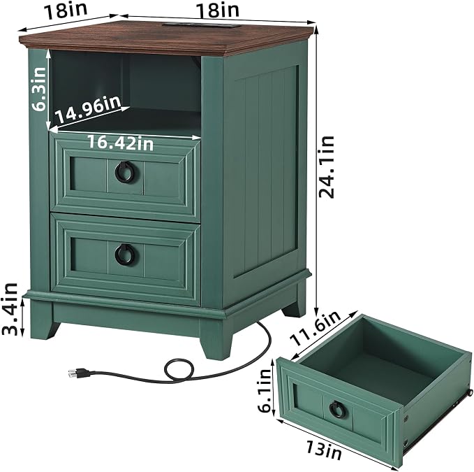 Joaxswe 18" Farmhouse Nightstand - Image 2