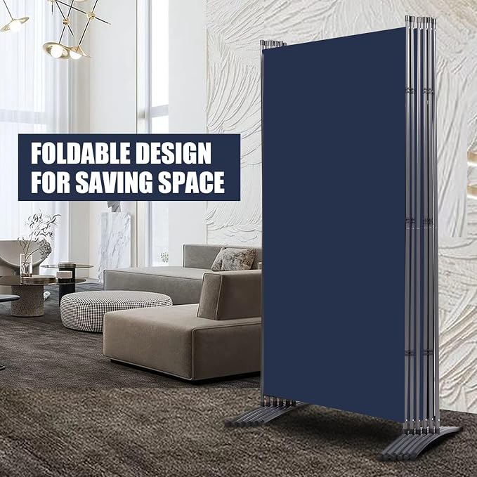 6 Panel Folding Room Divider, Sturdy Frame Freestanding Wall Divider | - Image 3