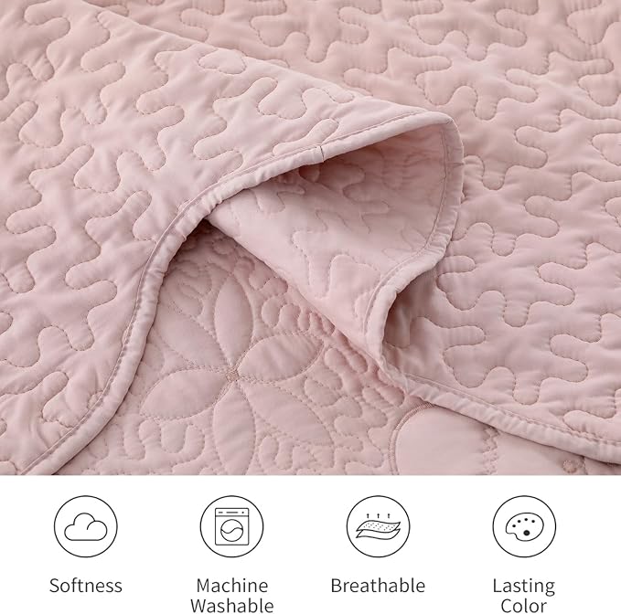 Cmfshape Oversized Floral Embroidery Quilt Set, 3 Pieces Super King Quilt - Image 5