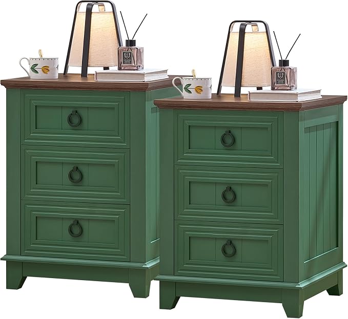 Joaxswe Farmhouse Nightstand Set 2 by Joaxswe