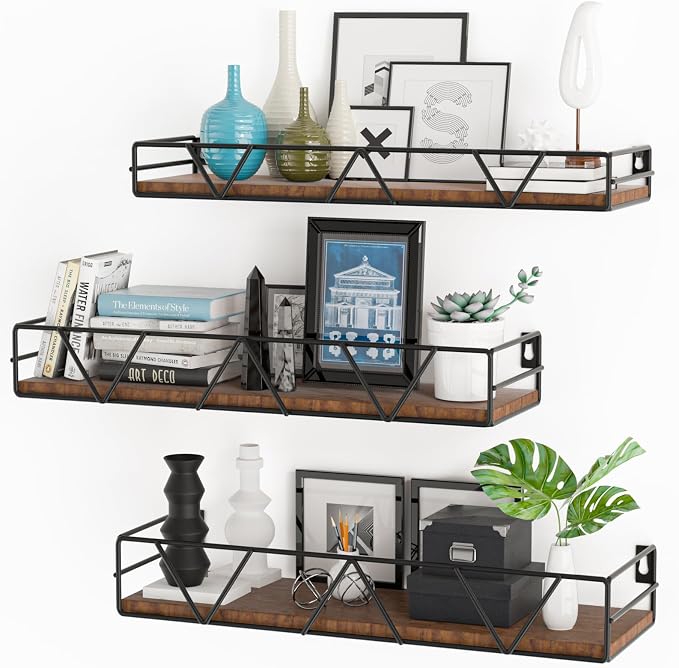 Floating Shelves Set of 3, Wood Wall Shelf, Farmhouse Shelf by Amoot