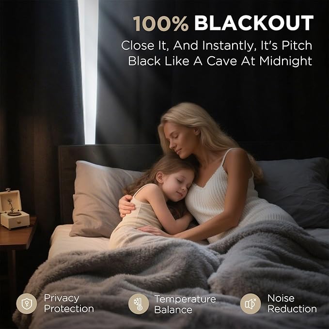 Joydeco Blackout Curtains 90 Inches Long 2 Panels Burg, Room Darkening Curtains - Image 3