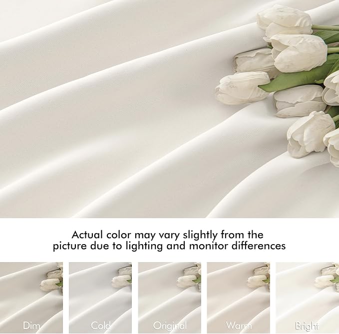 MIULEE Ivory Back Tab Blackout Curtains 52x108 Inch Long 2 Panels Set | Rod - Image 8